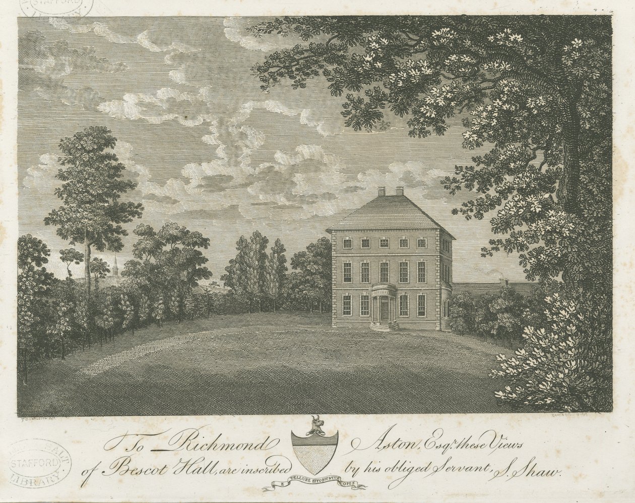 Bescot Hall: incisione, nd [fine 19° sec.] da Stebbing Shaw