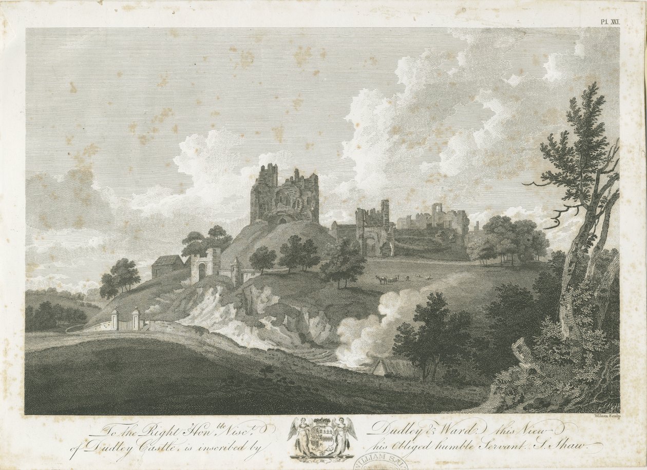 Castello di Dudley - La Torre: incisione, nd [1762-1802] da Stebbing Shaw