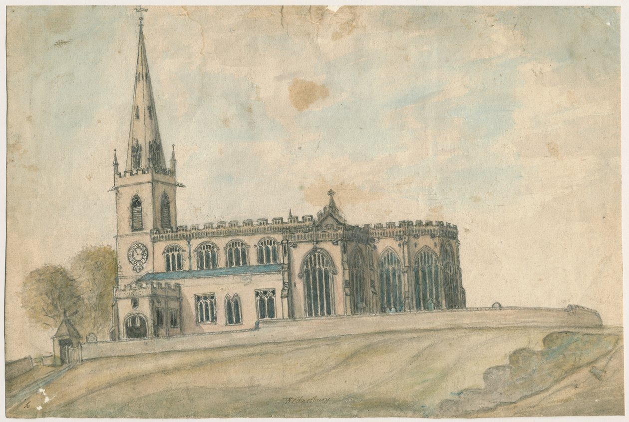 Wednesbury Church: acquerello, nd [1762-1802] da Stebbing Shaw