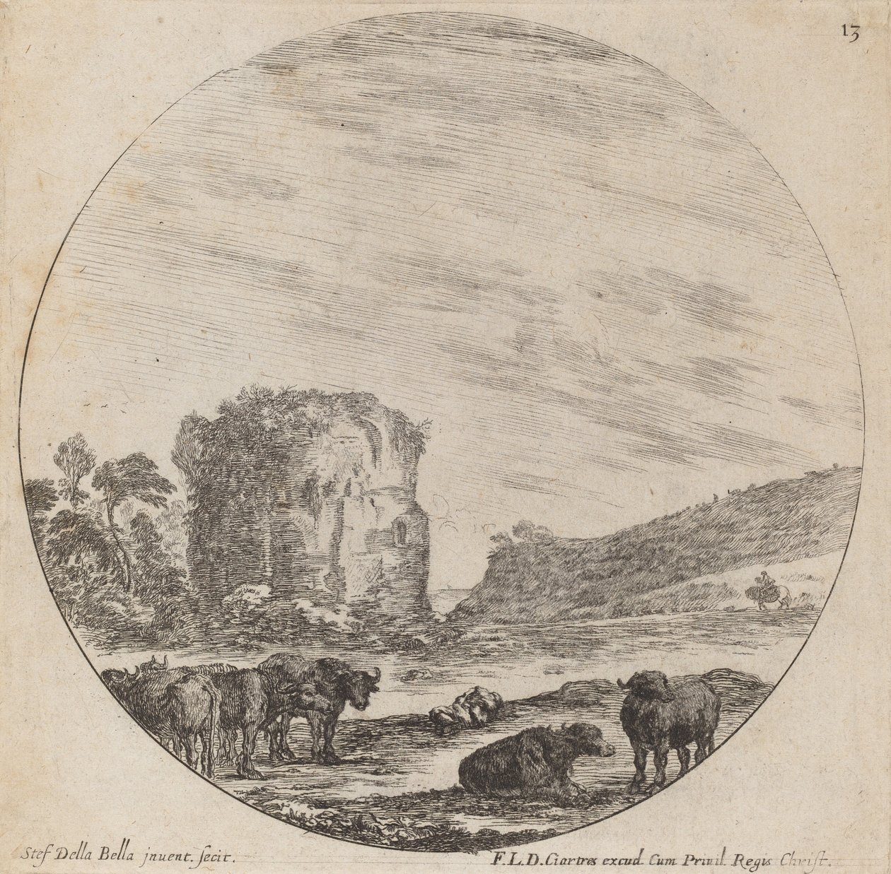 Paesaggio con rovine antiche, 1646 da Stefano della Bella