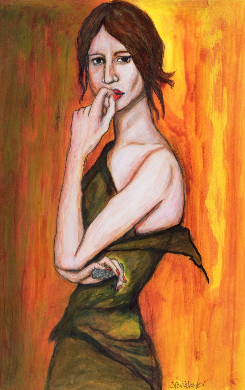 Vestito verde e telefono cellulare, 2006 da Stevie Taylor