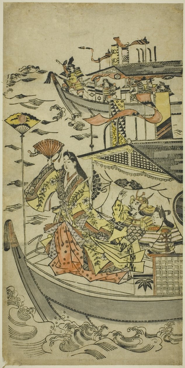 Lady Tamamushi alza un bersaglio con il ventaglio da Sugimura Jihei