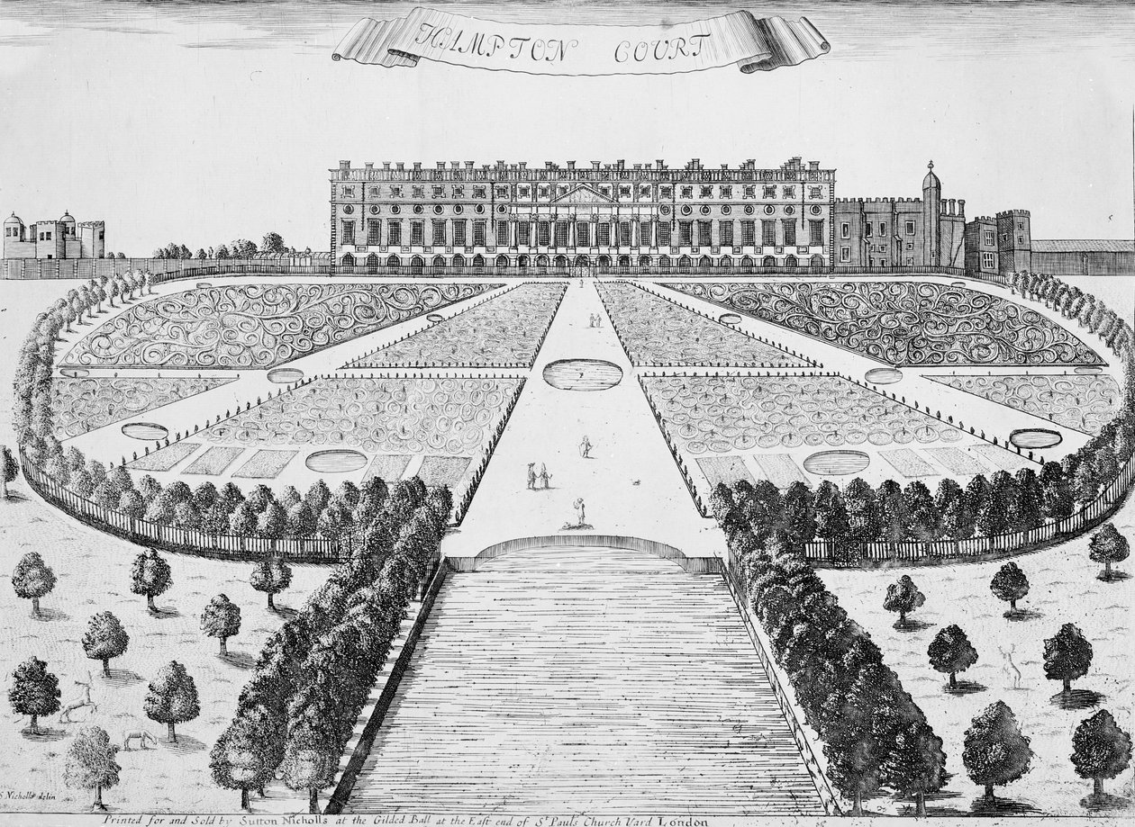 Fronte est di Hampton Court, c.1830 da Sutton Nicholls