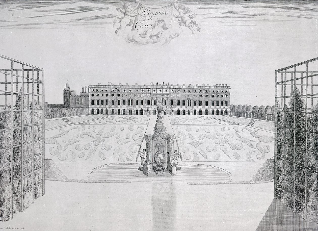 Fronte sud di Hampton Court, c.1830 da Sutton Nicholls