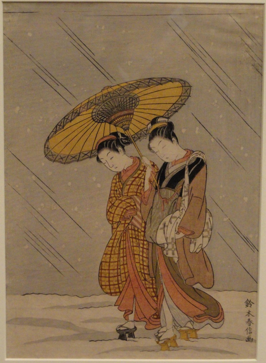 Coppia in una Tempesta di Neve da Suzuki Harunobu