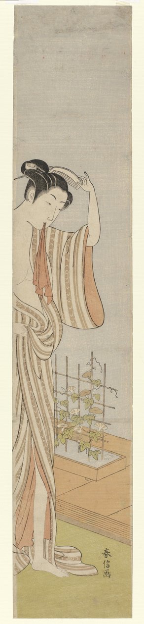 Donna dopo il bagno da Suzuki Harunobu