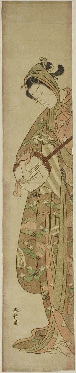 Donna che suona lo shamisen da Suzuki Harunobu