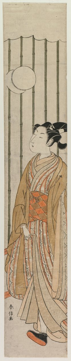 Giovane che gioca a calcio, fine 1760 da Suzuki Harunobu