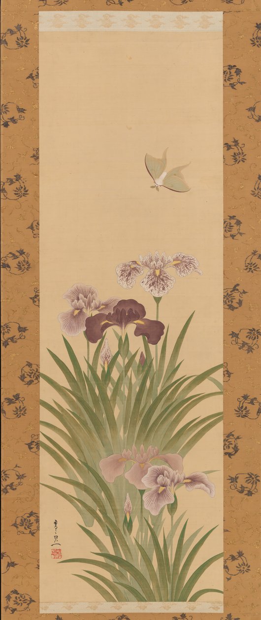 Iris e Falena, ca. 1850 da Suzuki Kiitsu
