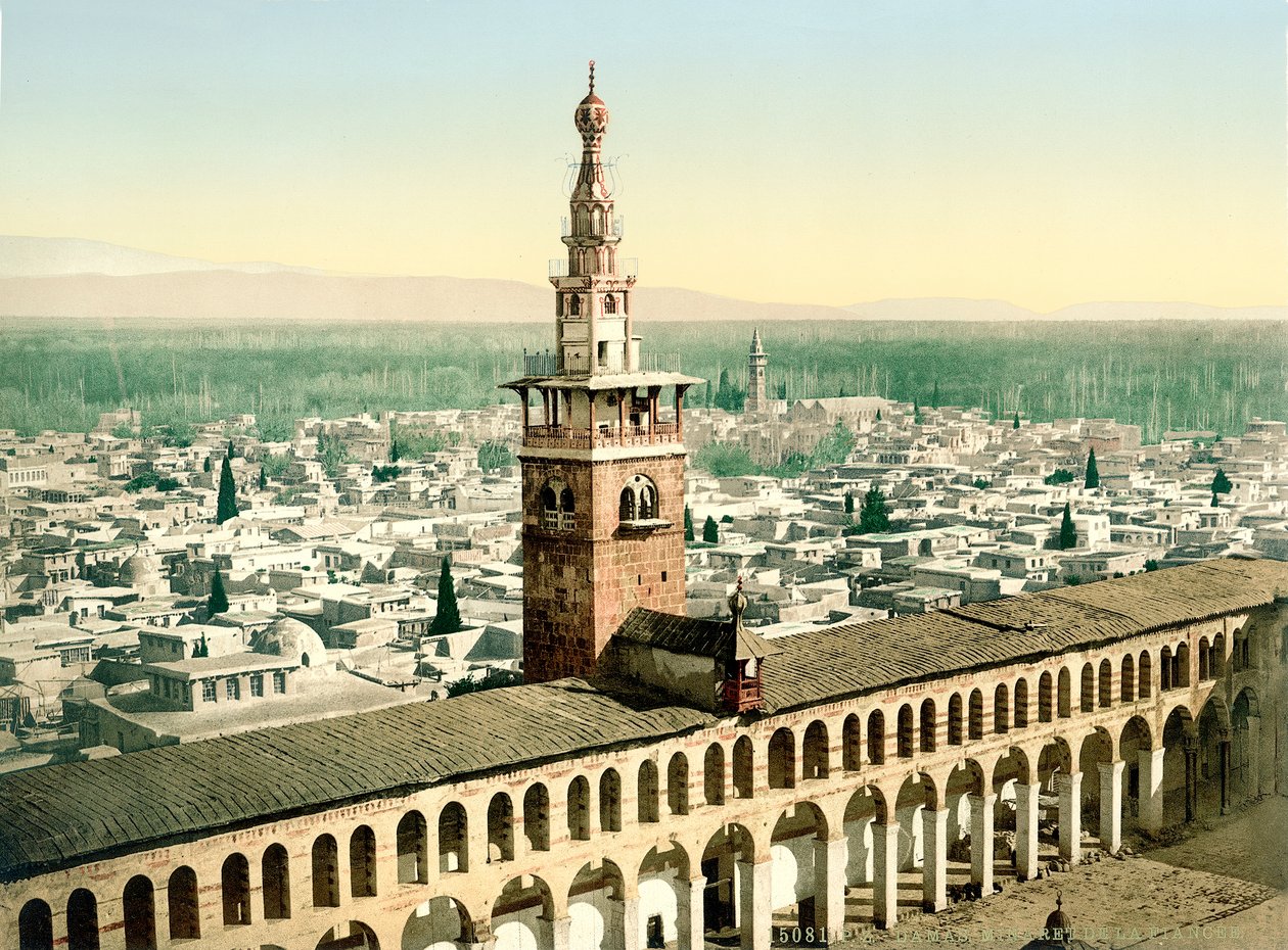 Il cosiddetto Minareto della Fidanzata della Grande Moschea degli Omayyadi a Damasco da Swiss Photographer