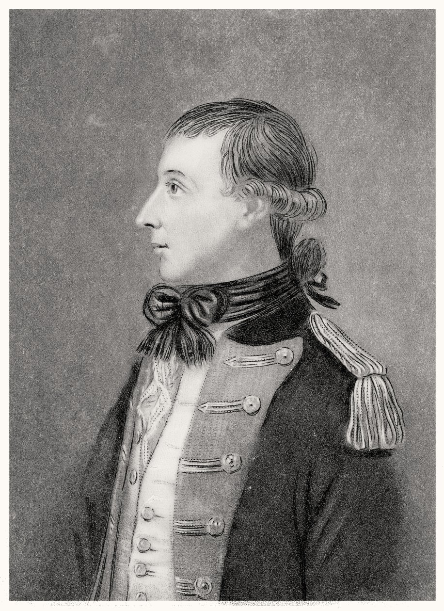 Theobald Wolfe Tone (1763-98), da un ritratto originale che lo rappresenta in uniforme da volontario da T.W. Huffam