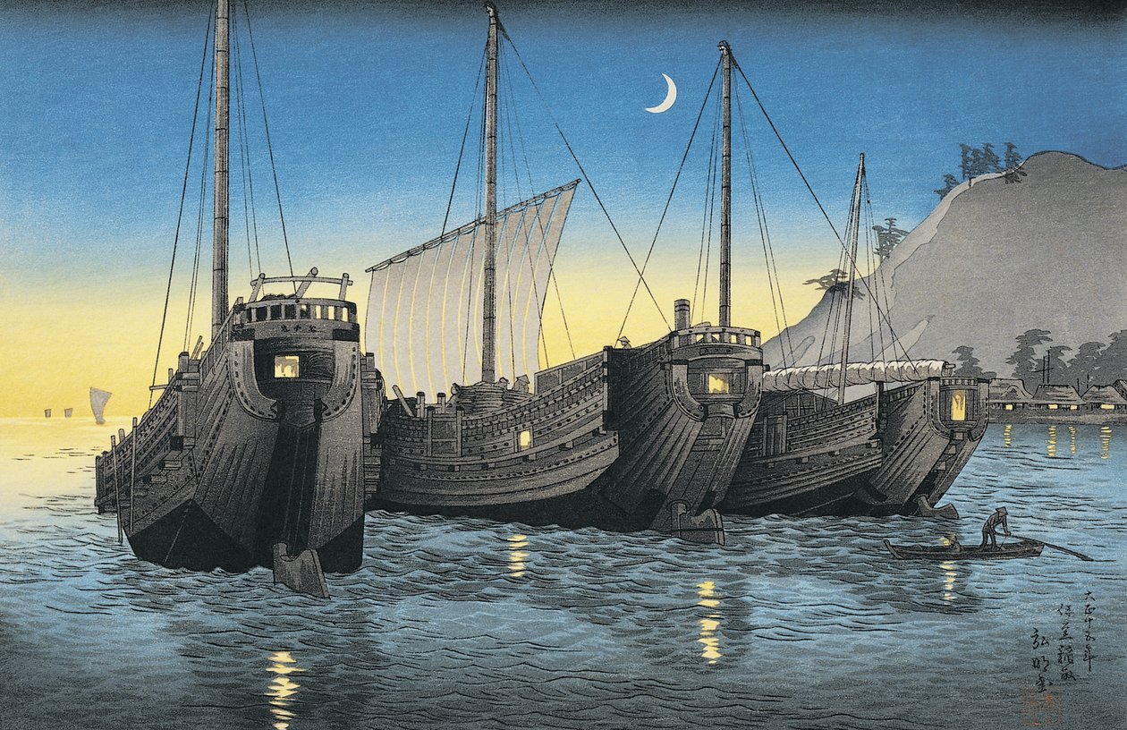 Navi giunche in mare da Takahashi Shotei