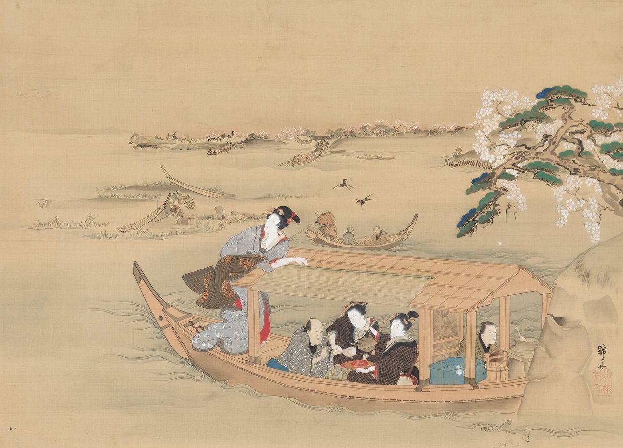 Barca per Yoshiwara, 1800 da Teisai Hokuba