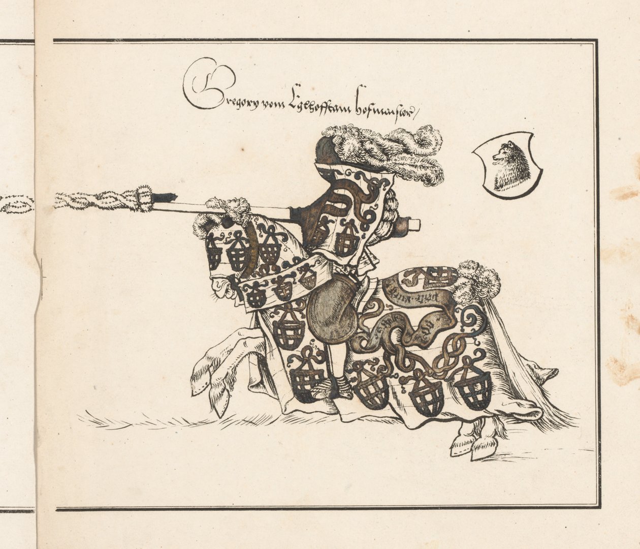 Libro sui tornei: Cavaliere rivolto a sinistra da Theobald Senefelder