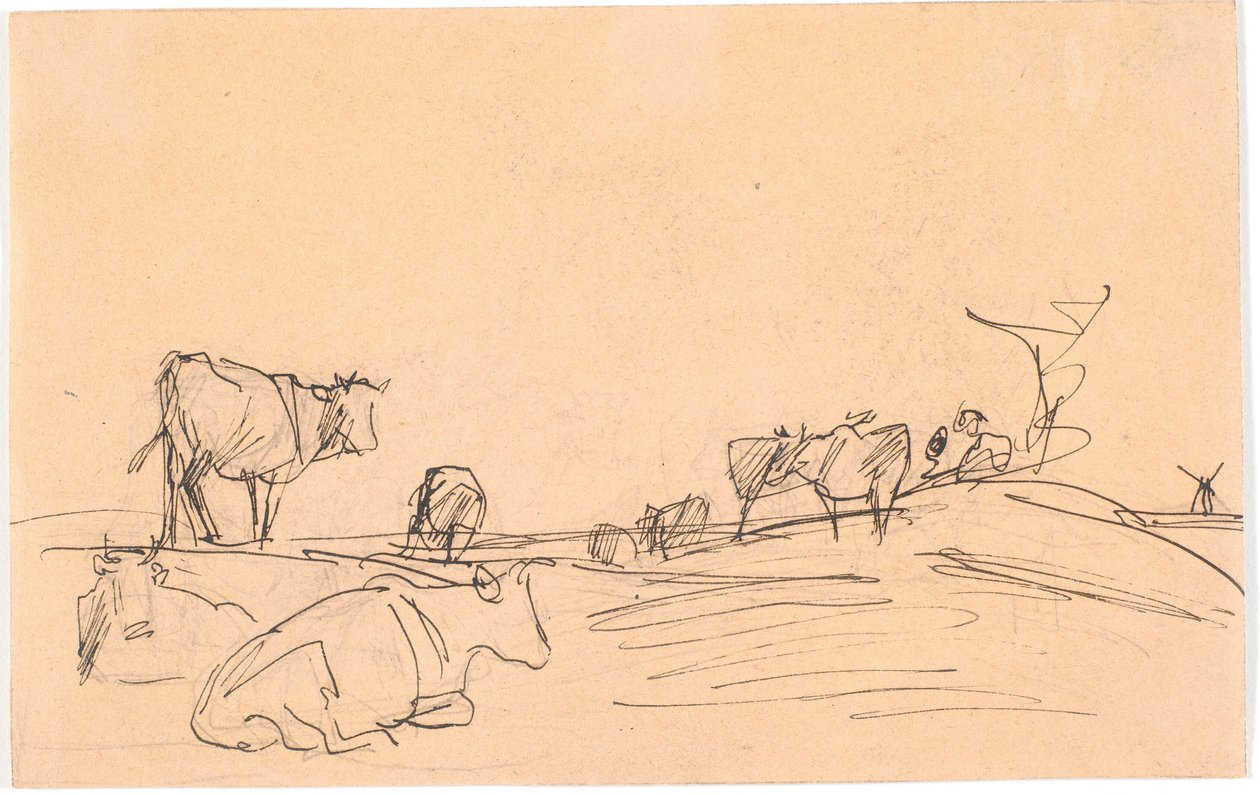 Paesaggio con mucche sdraiate e in piedi da Theodor Philipsen