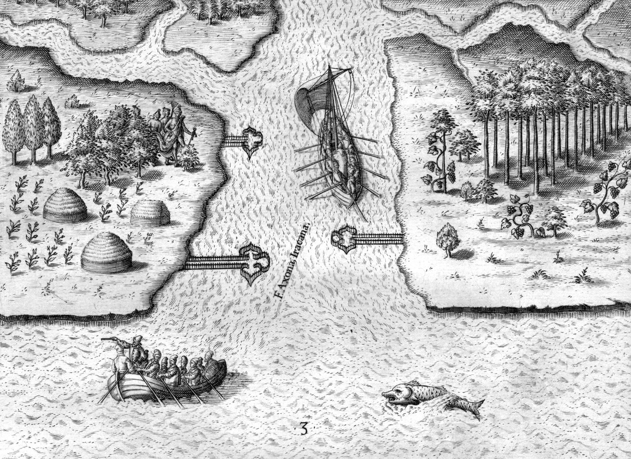 I francesi lasciano il fiume May da Theodor de Bry