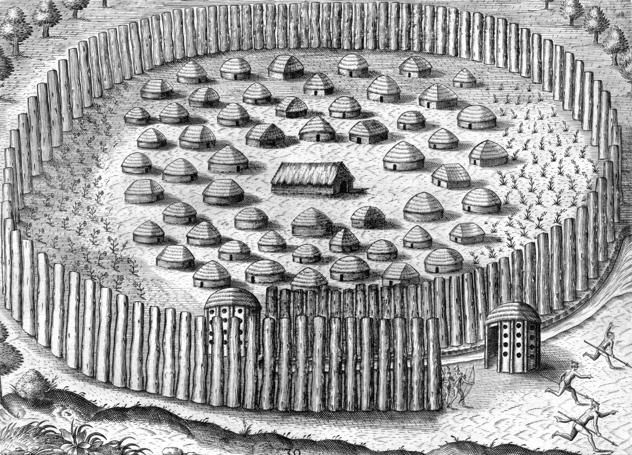 Villaggio degli indiani Timucua da Theodor de Bry