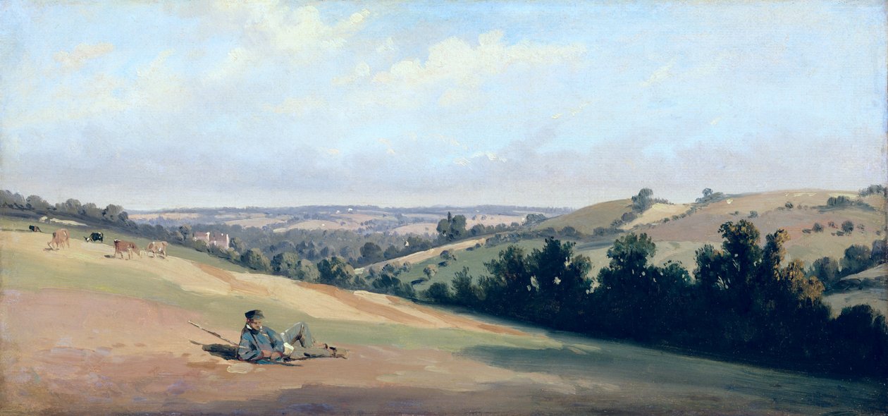 Giovane uomo sdraiato sulle colline, c.1833-35 da Theodore Caruelle d Aligny