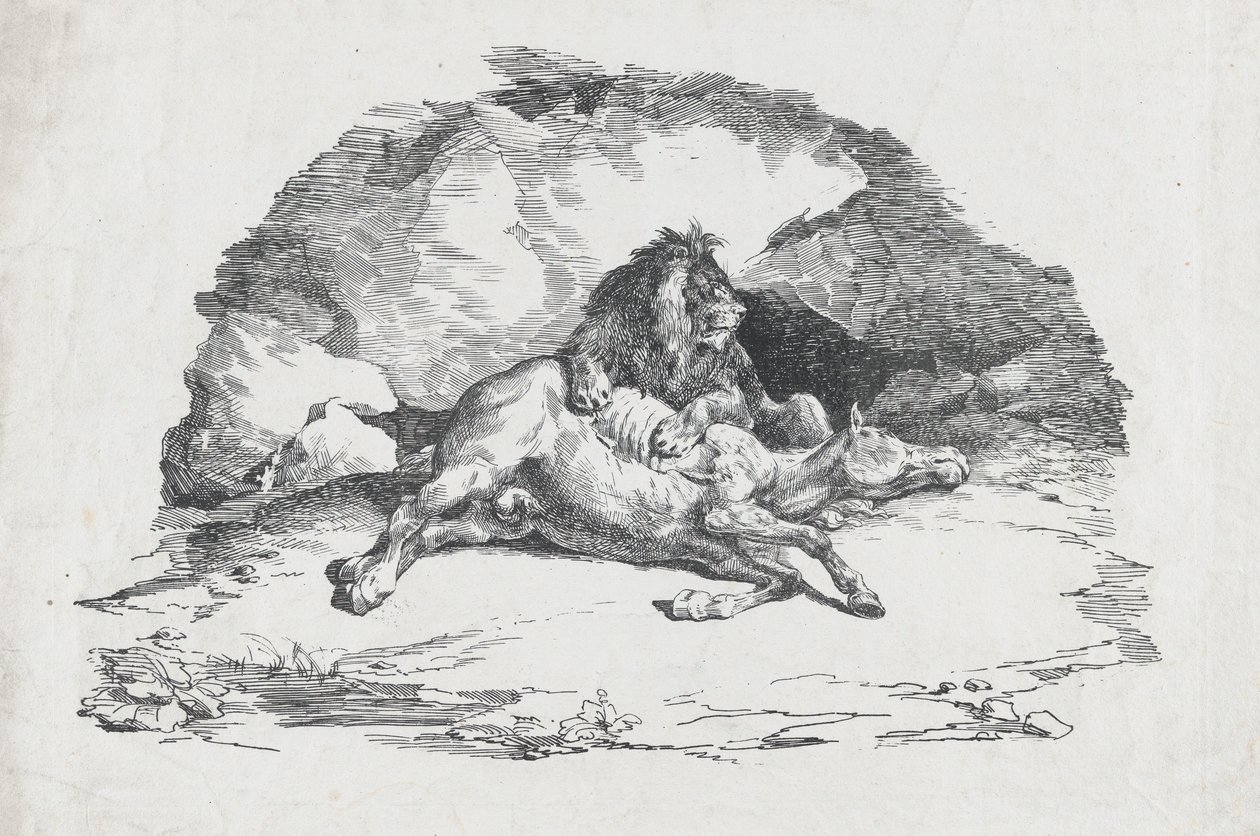 Leone che divora un cavallo, 1818 da Theodore Gericault