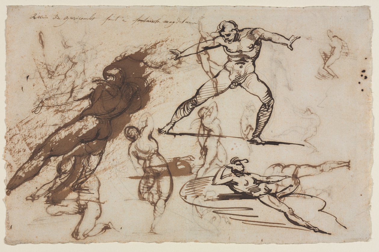 Foglio di schizzi (recto) da Theodore Gericault
