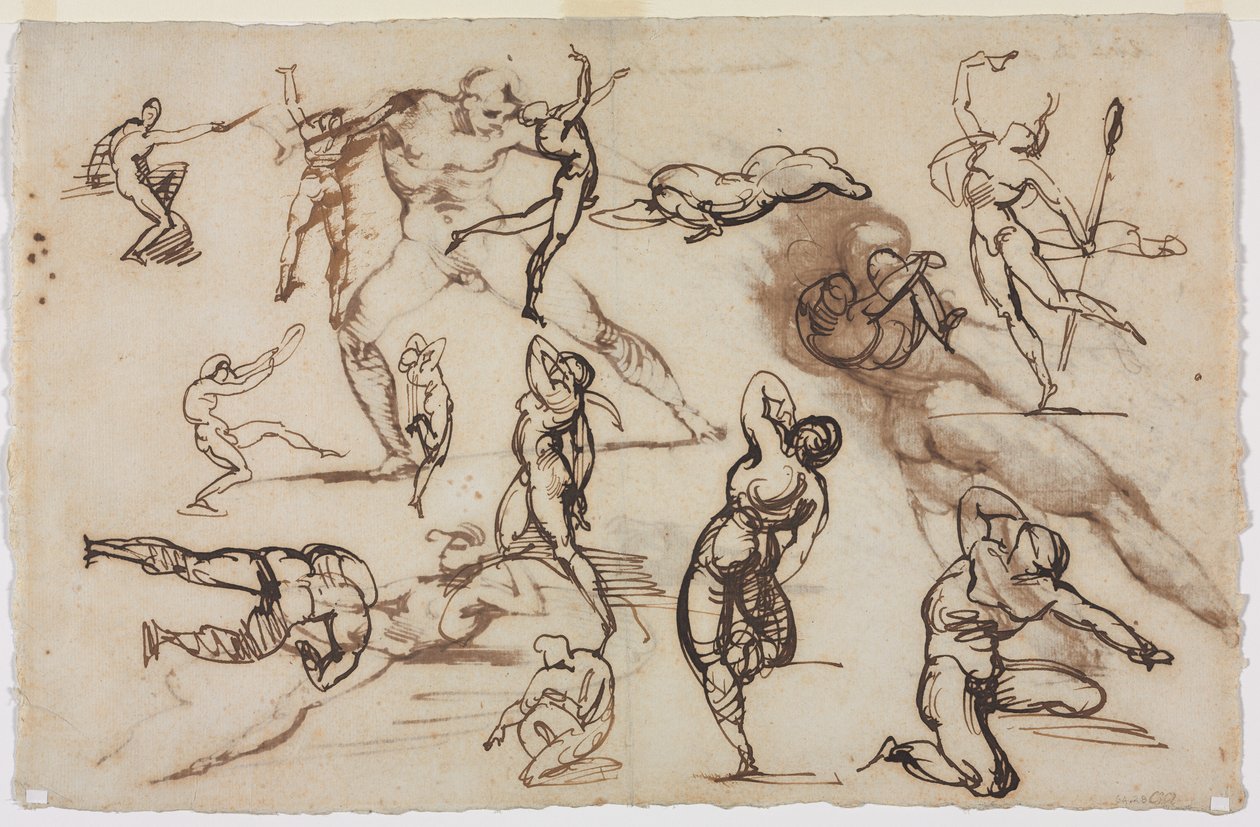 Foglio di schizzi (verso) da Theodore Gericault