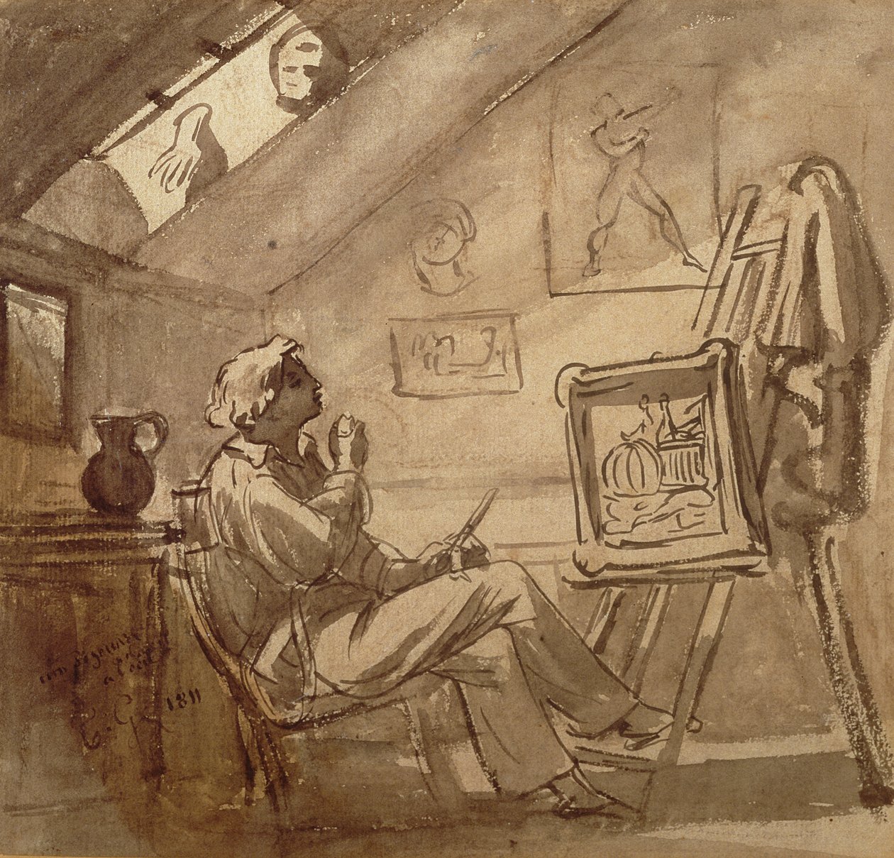 Giovane pittore nel suo studio da Theodore Gericault