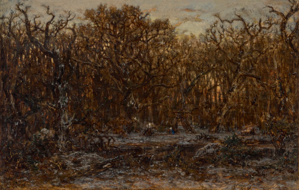 Foresta al tramonto in inverno da Theodore Rousseau