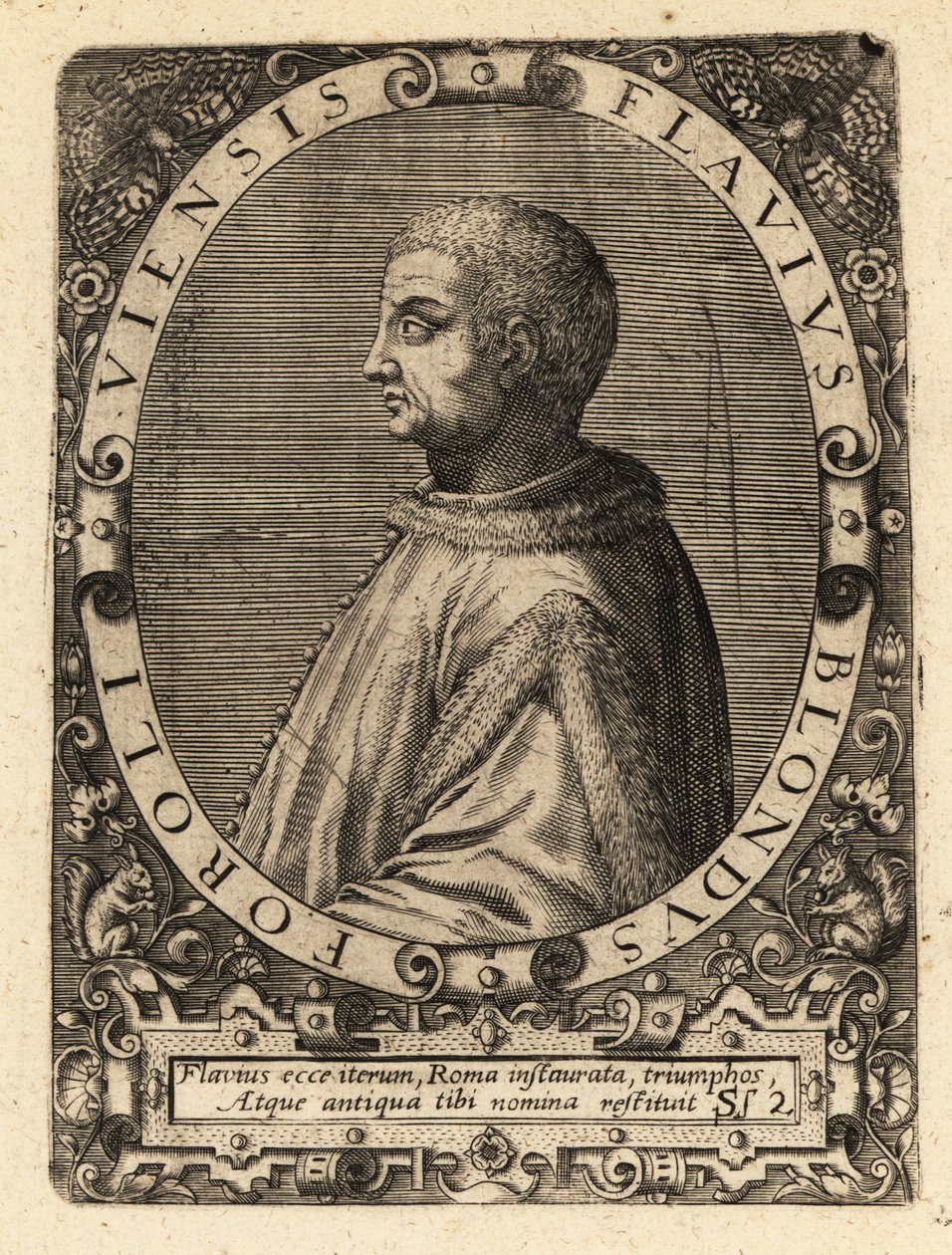 Flavio Biondo, storico italiano da Theodore de Bry