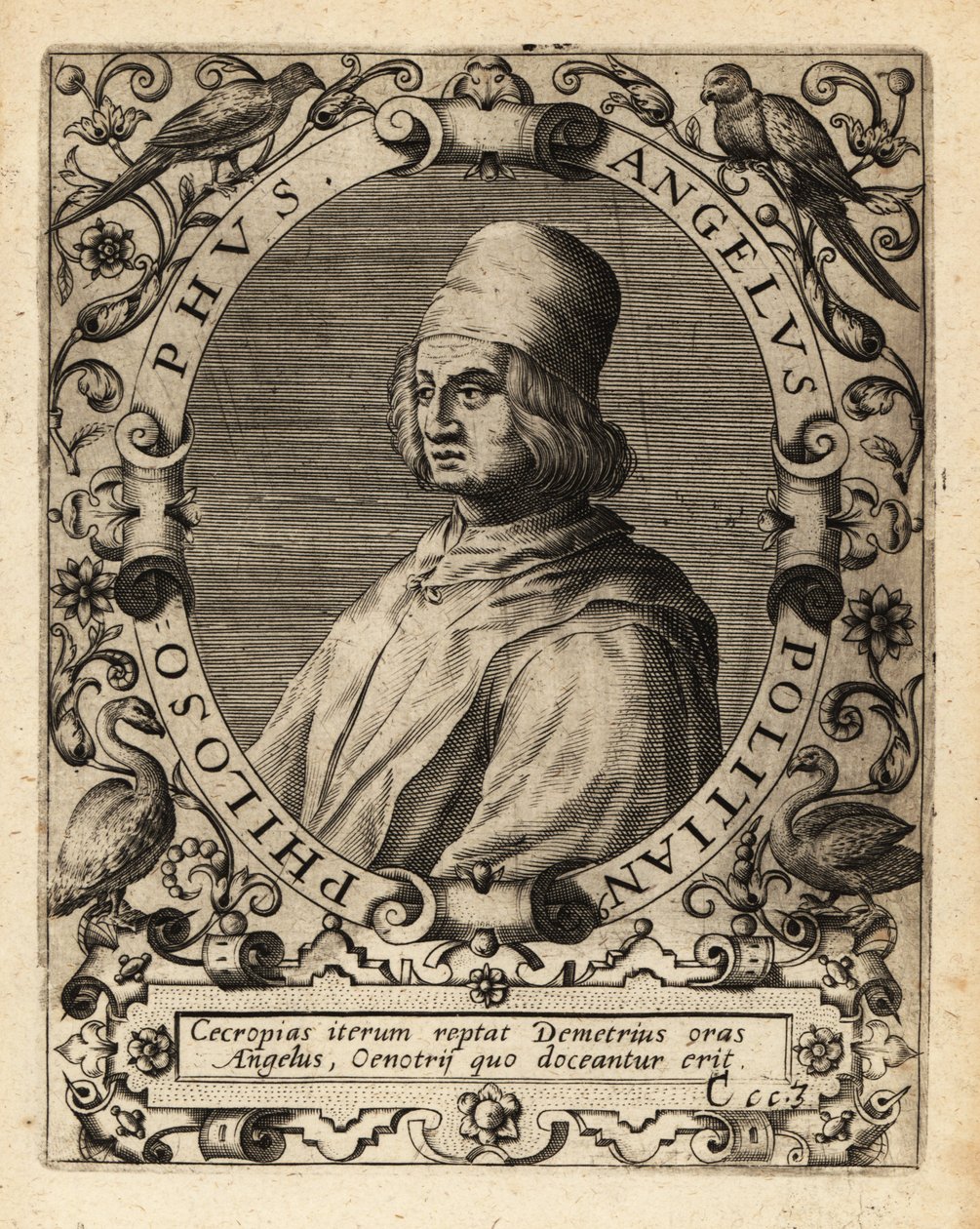 Poliziano, studioso classico italiano da Theodore de Bry