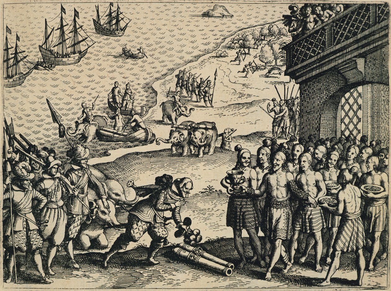 Gli olandesi sbarcano a Calcutta da Theodore de Bry