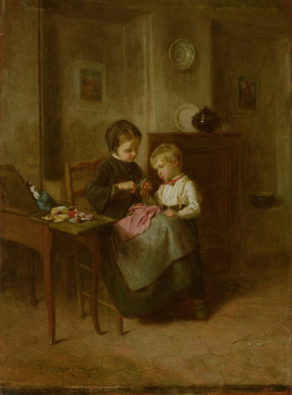 La lezione di cucito da Theophile Emmanuel Duverger