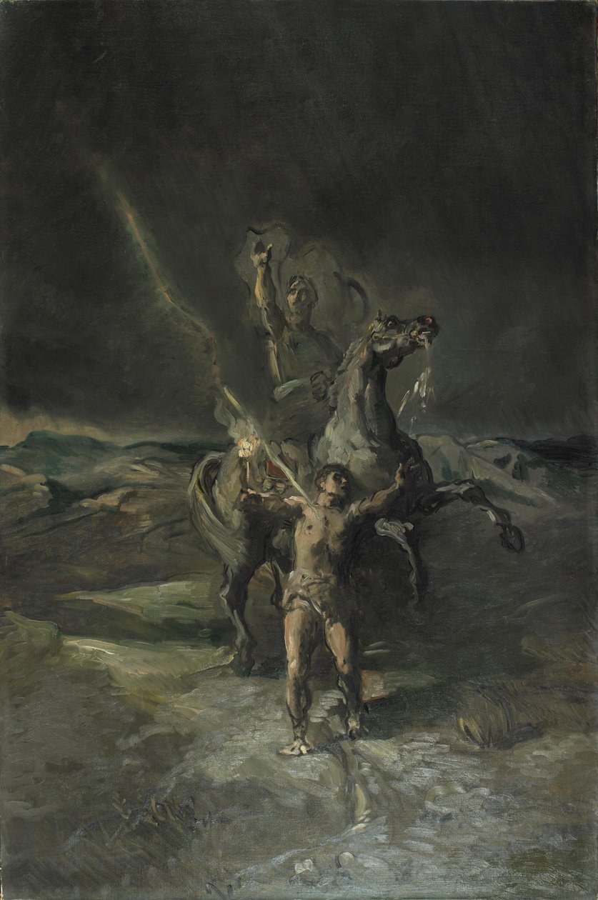 Imperatore romano a cavallo e il suo schiavo colpito da un fulmine da Théodore Chassériau