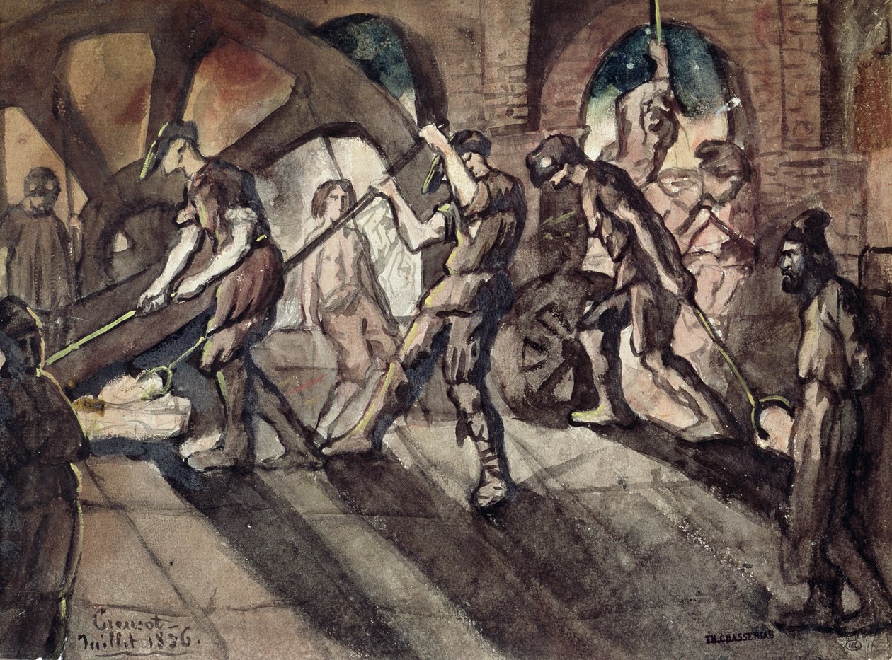 La Forgia a Creusot nel 1836 da Théodore Chassériau