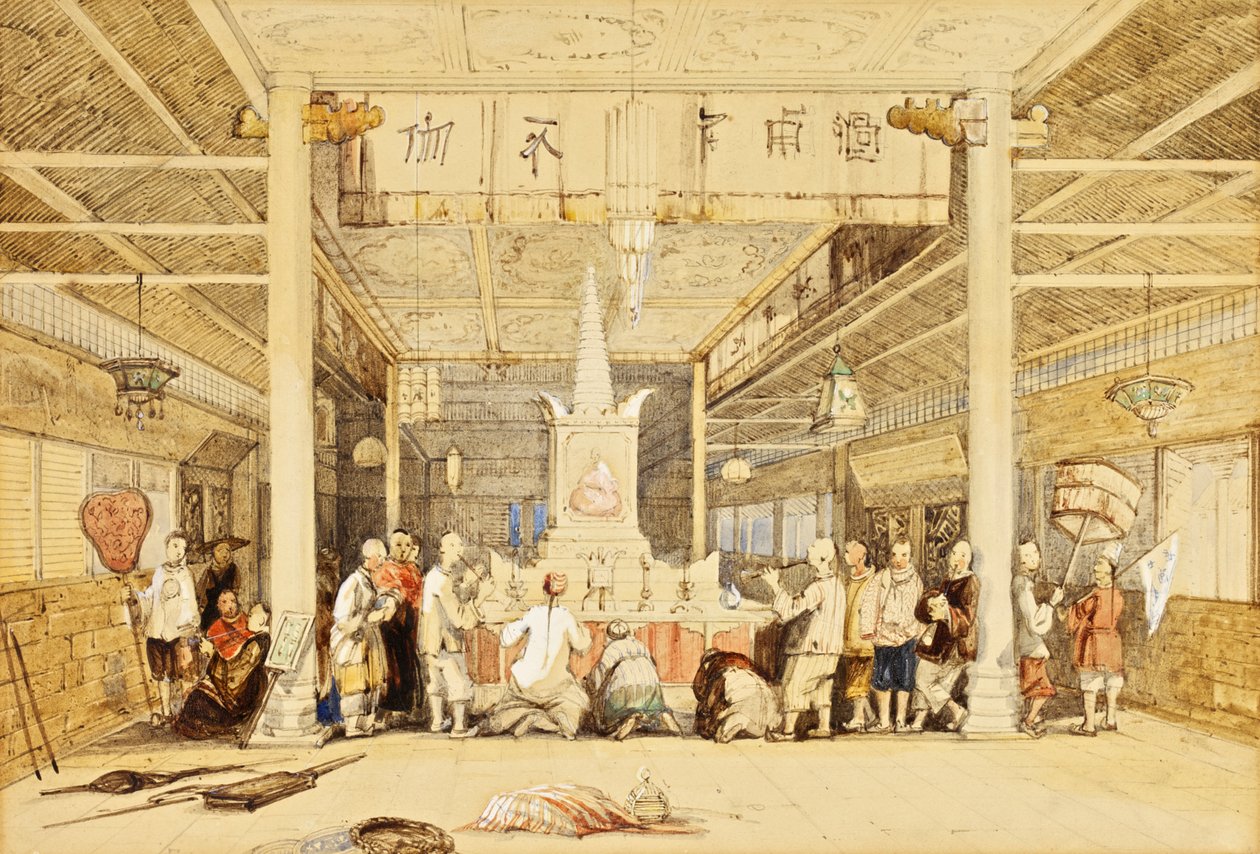 Tempio di Buddha, Canton, c.1850 da Thomas Allom