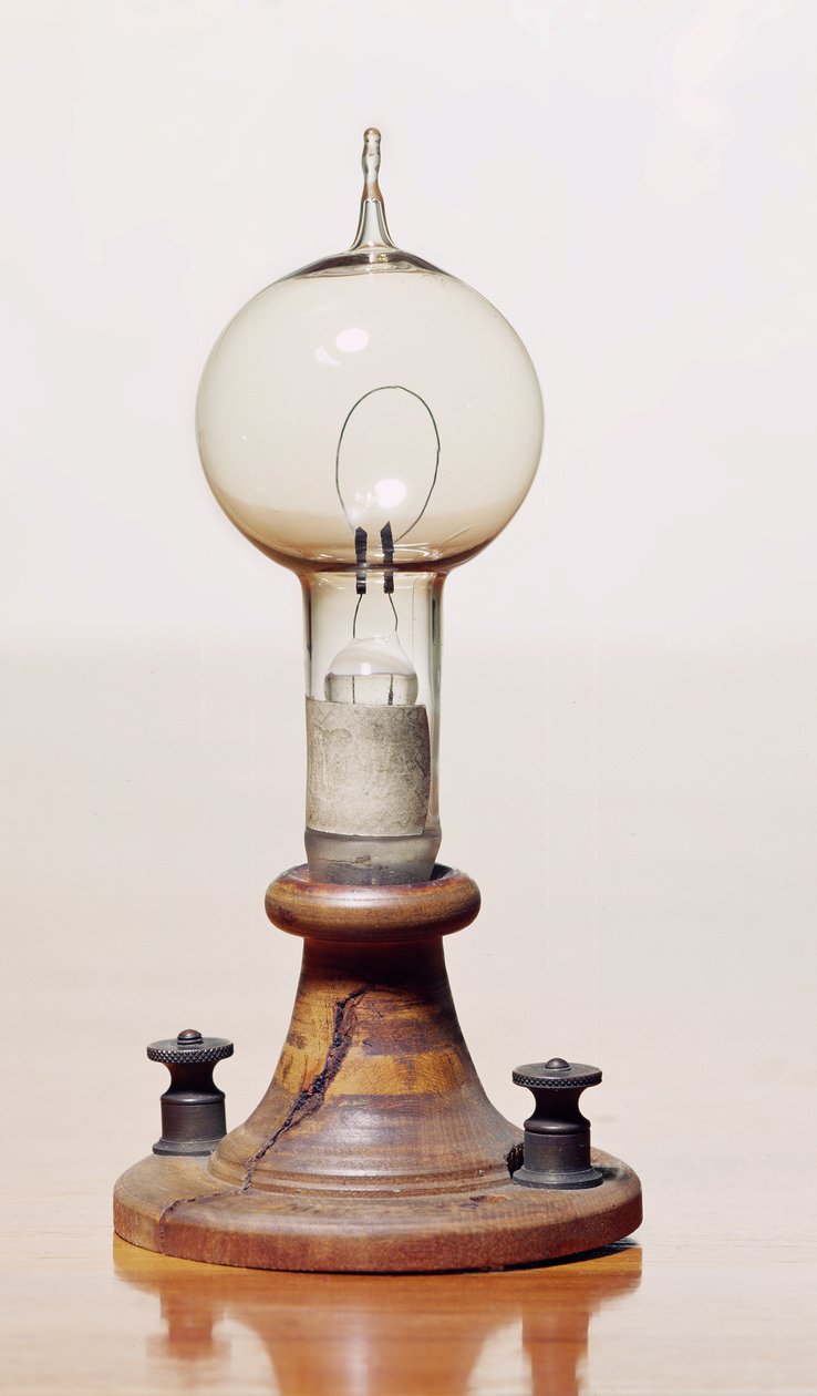 Filamento elettrico, 1879 (vetro e legno) da Thomas Alva Edison