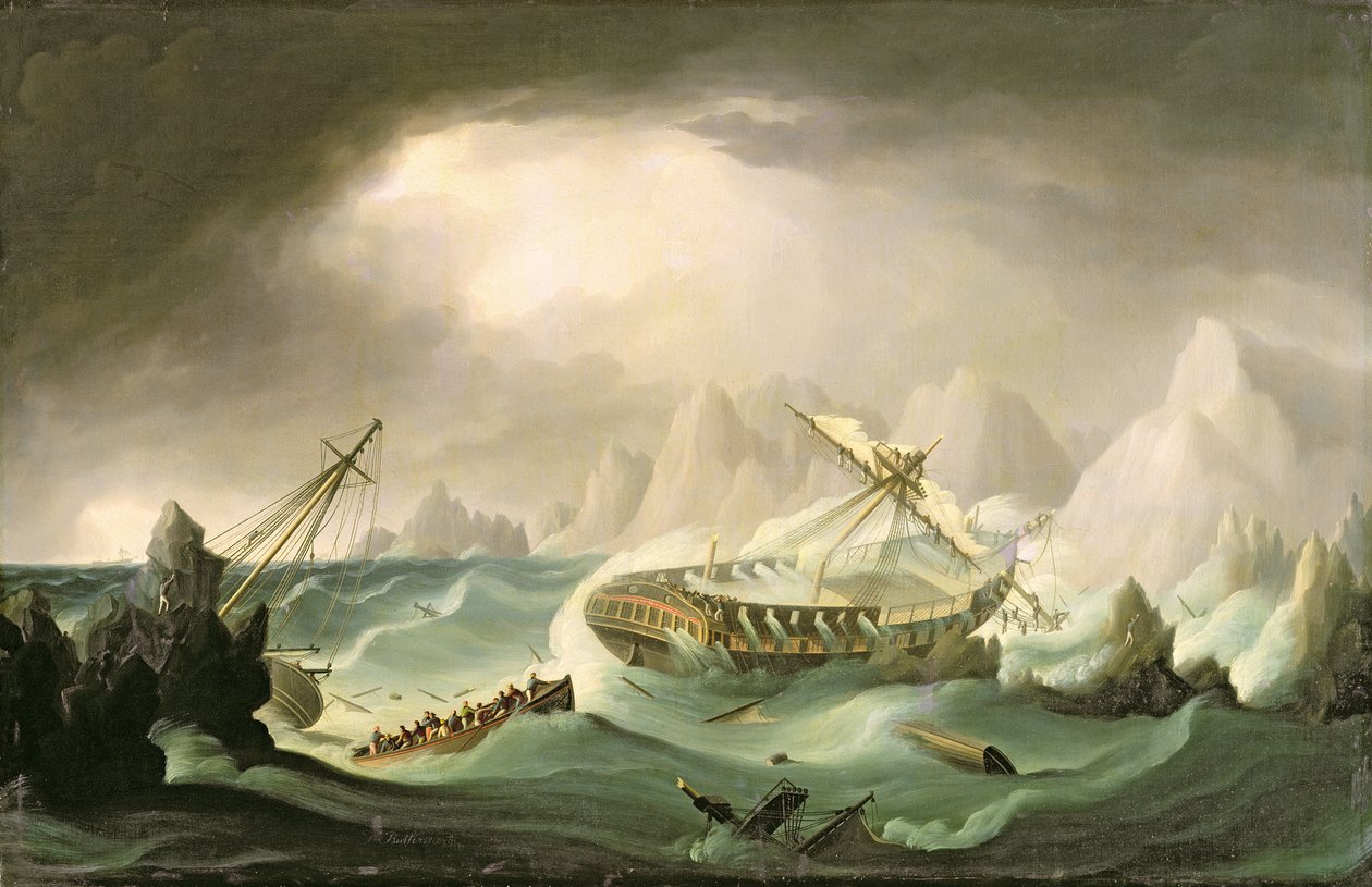 Naufragio su una costa rocciosa da Thomas Buttersworth