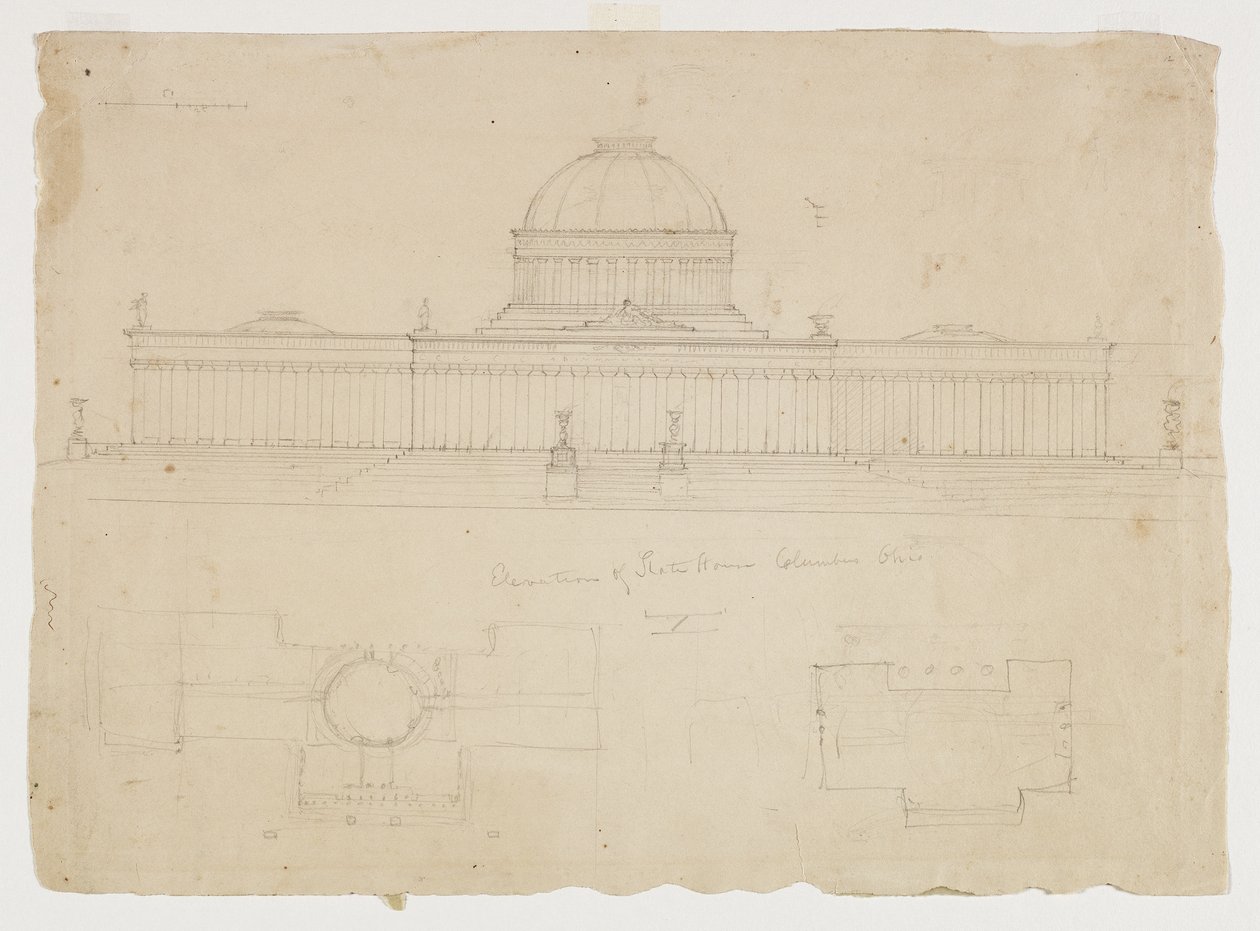 Elevazione della State House, Columbus, Ohio da Thomas Cole