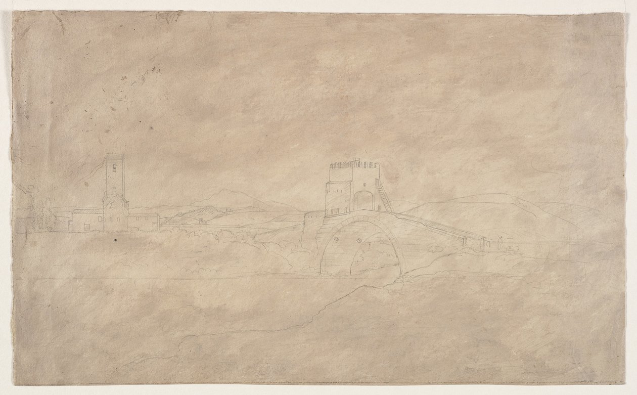 Ponte fortificato sul fiume da Thomas Cole