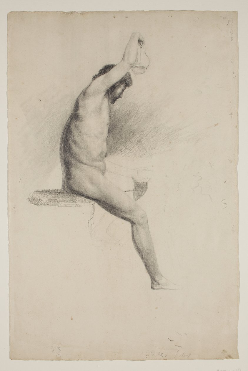 Figura maschile nuda seduta, c.1832 da Thomas Cole