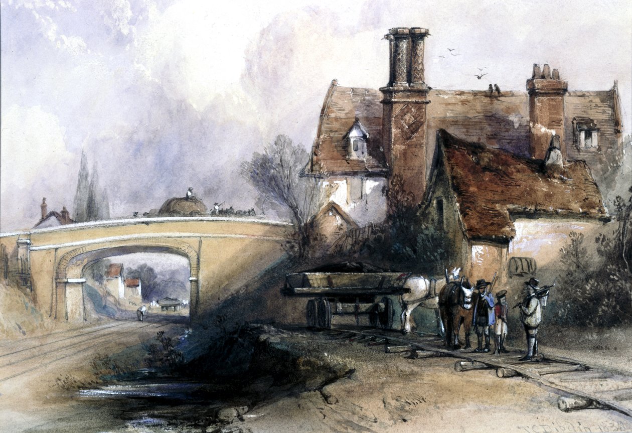 Costruzione della Eastern Counties Railway, vicino a Ilford, Essex, 1838 da Thomas Colman Dibdin
