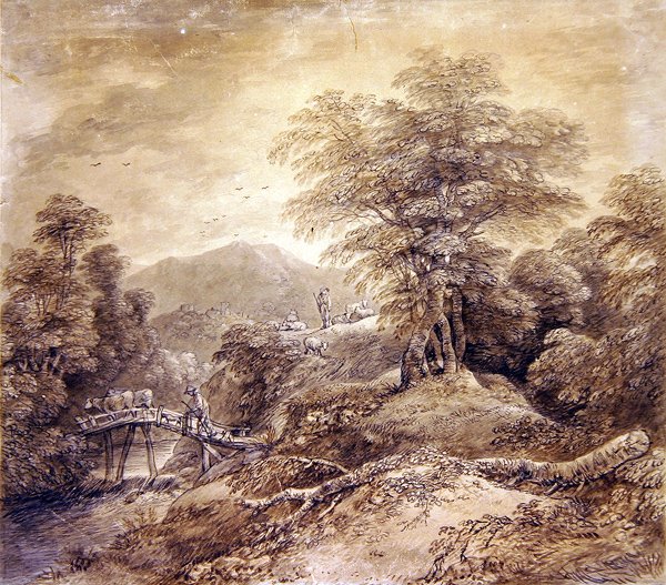 Paesaggio Montano Boschivo con Mandriano e Mucche che Attraversano, 1759 da Thomas Gainsborough