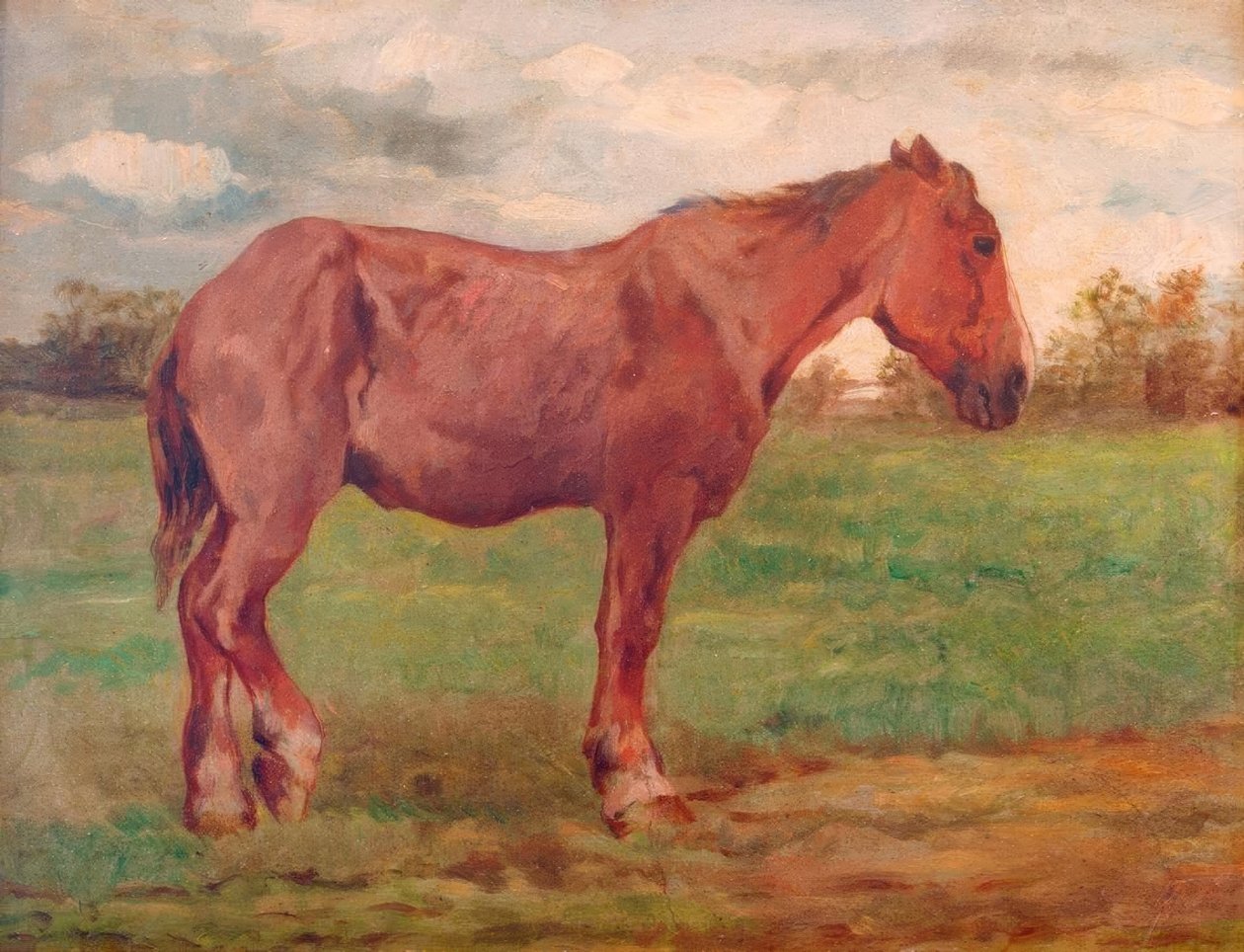 Cavallo da lavoro davanti al paesaggio da Thomas Ludwig Herbst