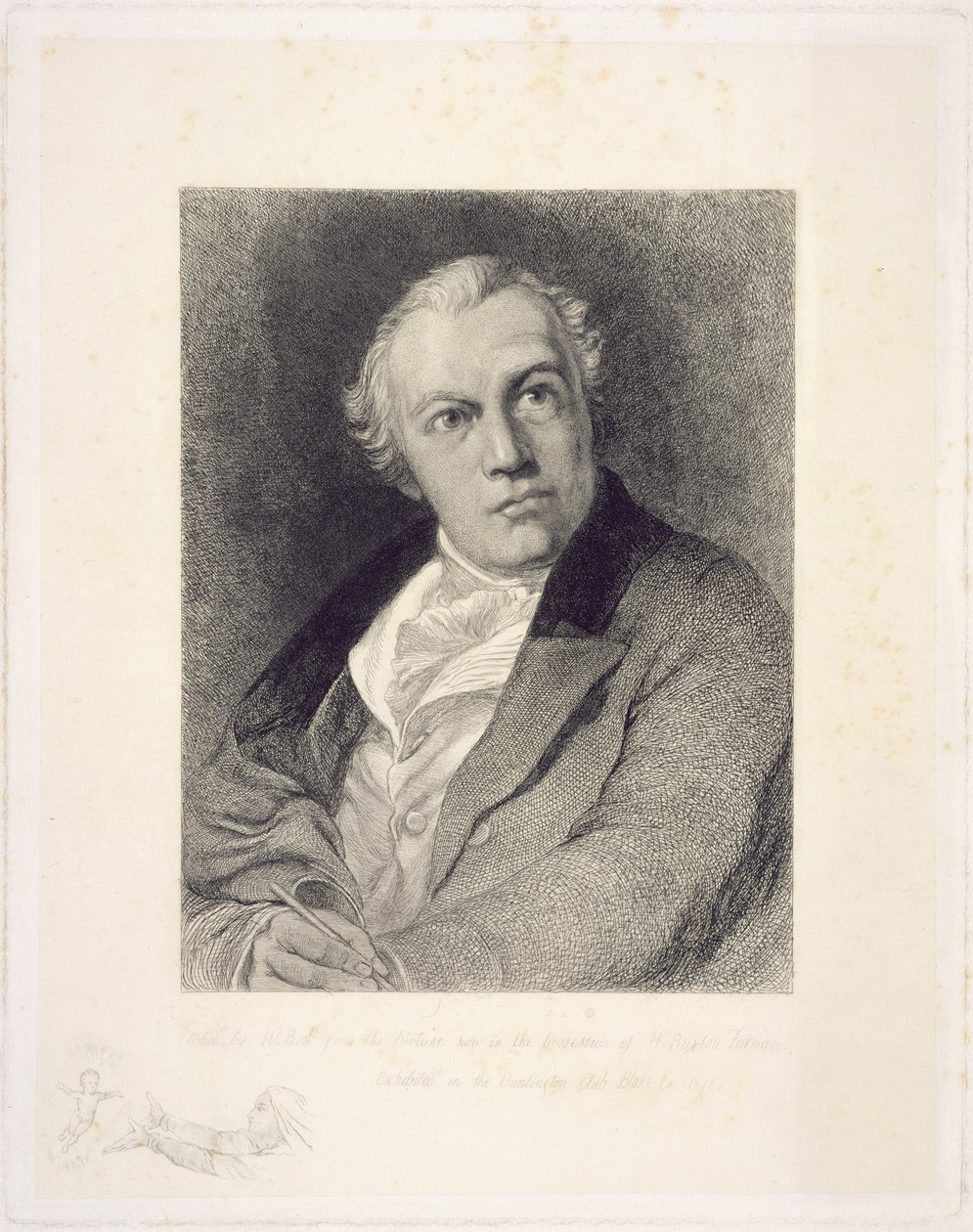 Ritratto di William Blake, inciso da William Bell Scott da Thomas Phillips