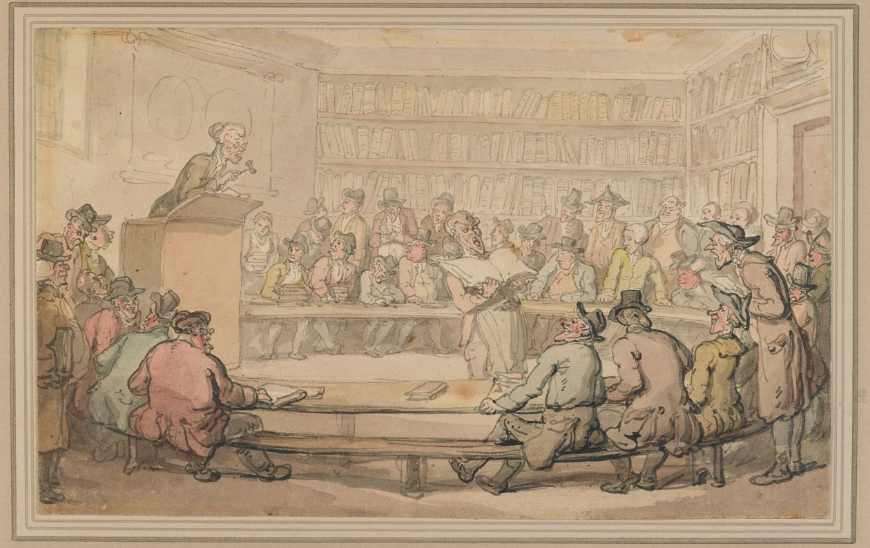 Asta di libri da Sothebys, c.1810-15 da Thomas Rowlandson