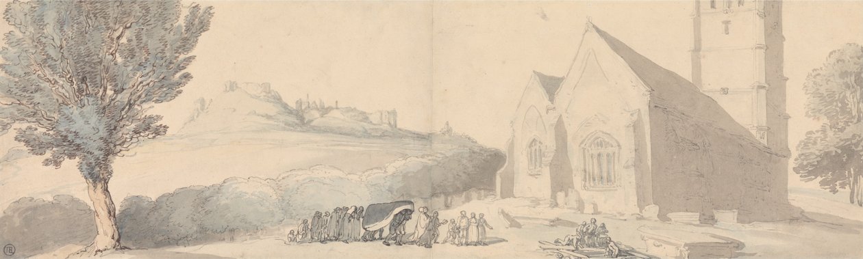 Un funerale a Carisbrooke, Isola di Wight da Thomas Rowlandson