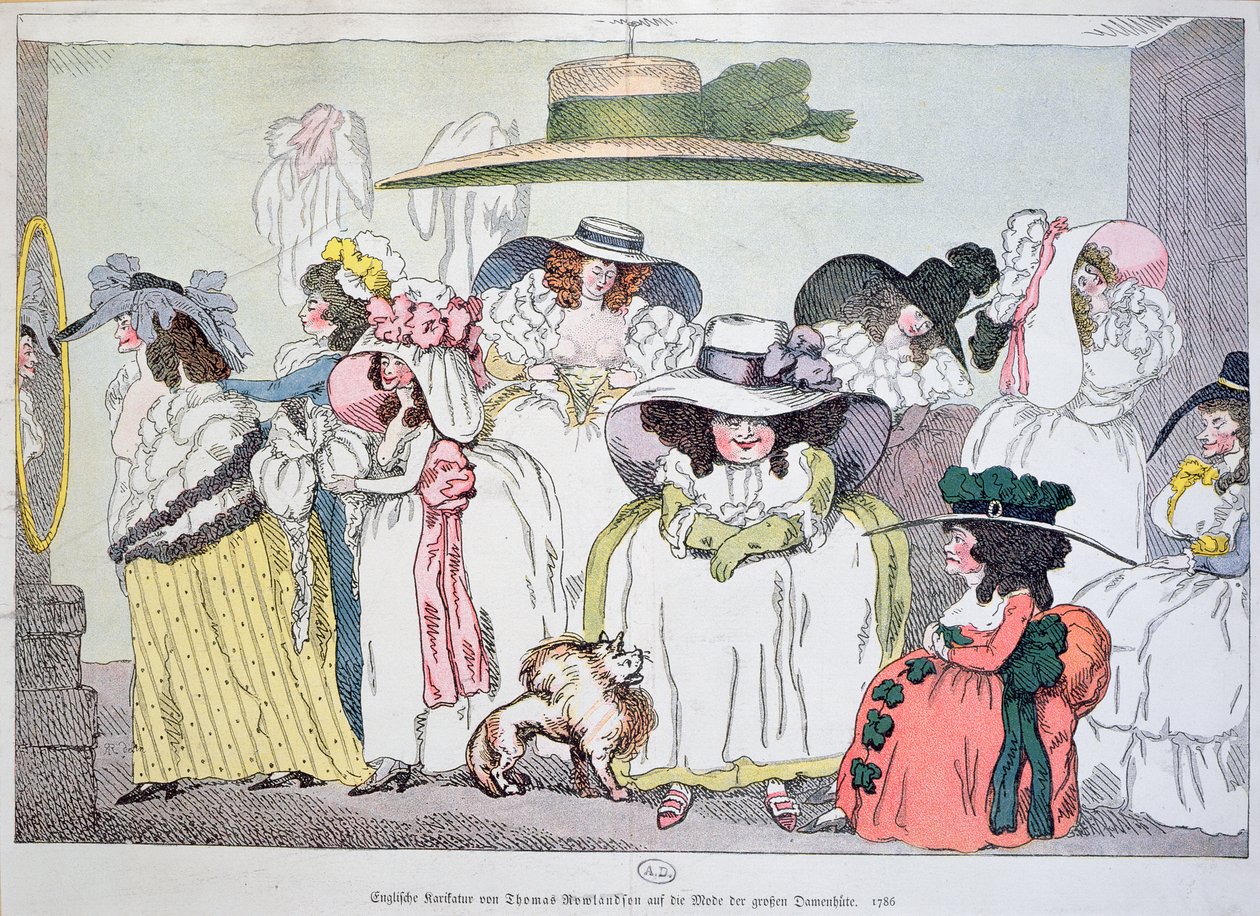 Caricatura della moda per i grandi cappelli, 1786 da Thomas Rowlandson
