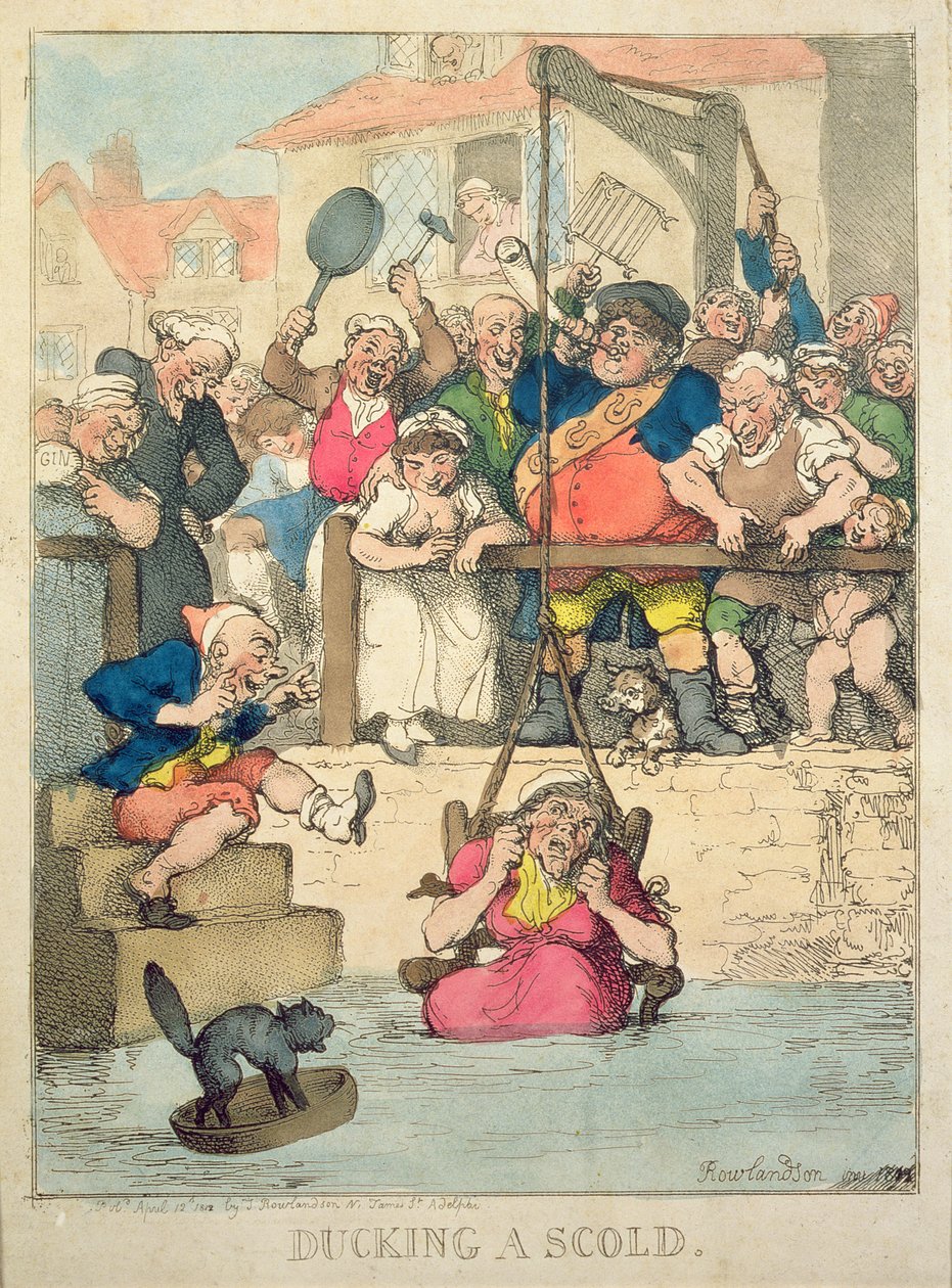 Annegare una Scold, 1812 da Thomas Rowlandson