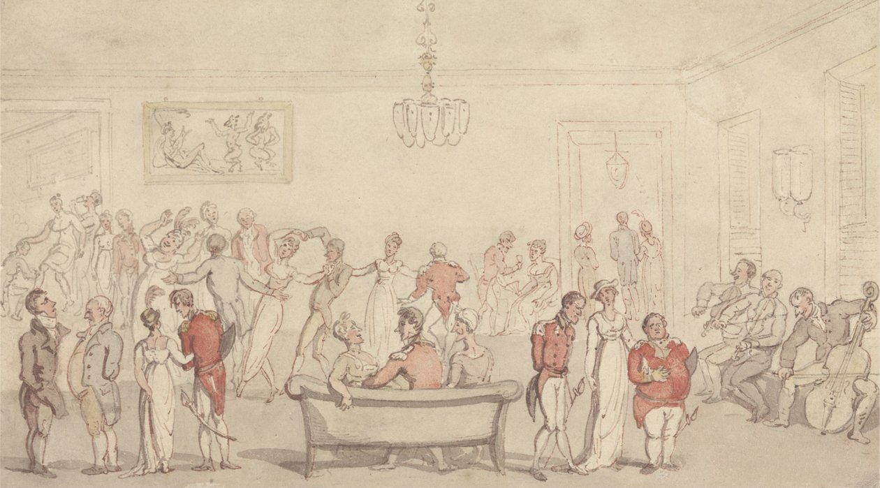 Compagnia elegante che balla da Thomas Rowlandson
