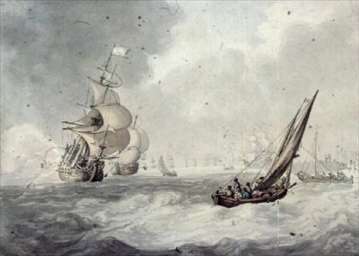 Sparare un saluto al largo di Portsmouth da Thomas Rowlandson