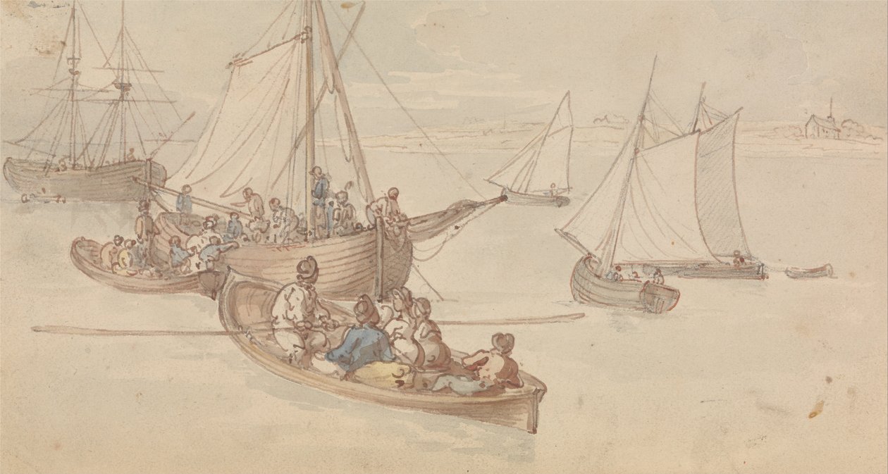 Barche da diporto in un estuario da Thomas Rowlandson